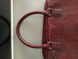 Bolso maletín hombre Zara de piel natural marrón