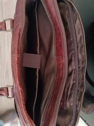 Bolso maletín hombre Zara de piel natural marrón