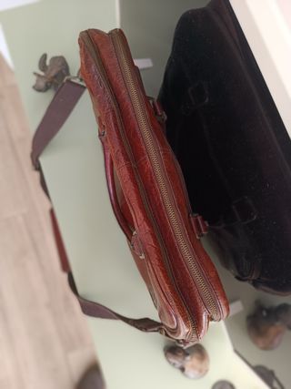 Bolso maletín hombre Zara de piel natural marrón