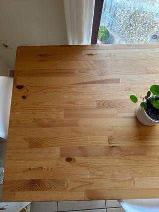 Tavolo da pranzo in legno e bianco per 4-6 persone