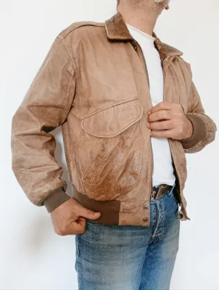 Bomber Cuero auténtico Aviador Piloto M. Medidas.