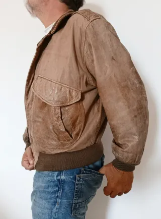 Bomber Cuero auténtico Aviador Piloto M. Medidas.