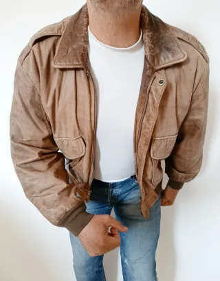 Bomber Cuero auténtico Aviador Piloto M. Medidas.