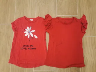 Maglietta bambina rossa con fiore