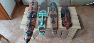 Máscaras de madera decorativas (4 unidades)
