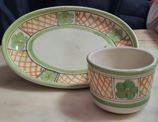 Coppia tazze con piattino in ceramica