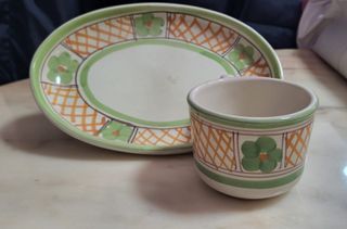 Coppia tazze con piattino in ceramica