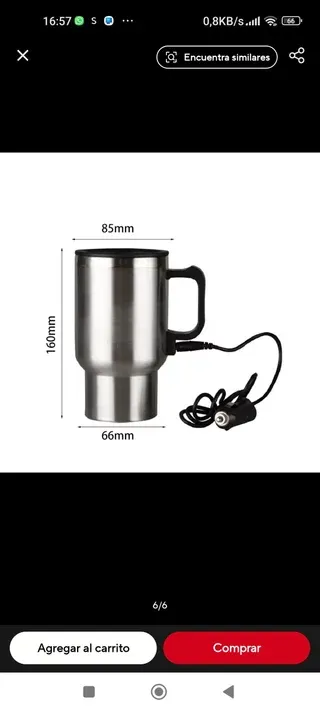 Taza térmica eléctrica para coche