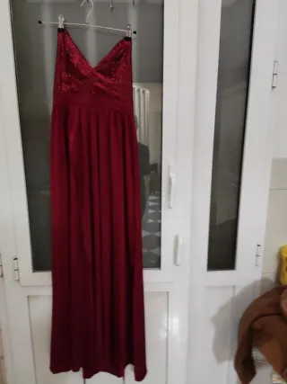 Vestido largo rojo lentejuelas