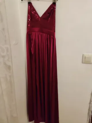 Vestido largo rojo lentejuelas