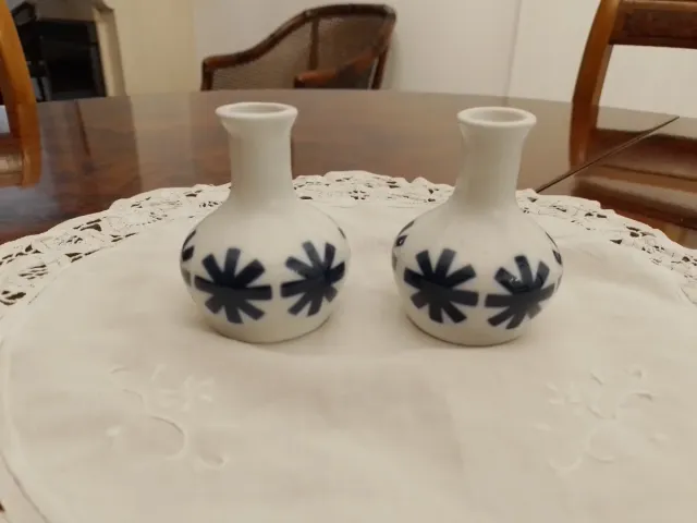 2 Jarrones Miniatura Sargadelos Azul Blanco
