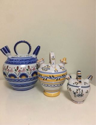 JUEGO DE 3 BOTIJOS AUTÉNTICOS CERÁMICA DE TALAVERA