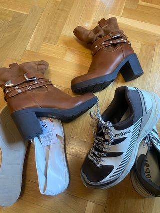 Lote de zapatos marrones y blancos talla 38