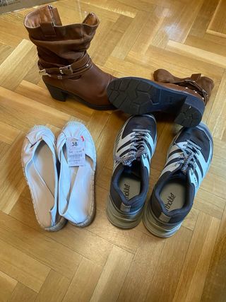 Lote de zapatos marrones y blancos talla 38