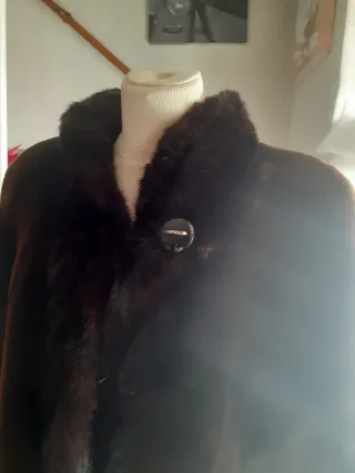 Chaquetón moutón con tira de visón marrón talla ún