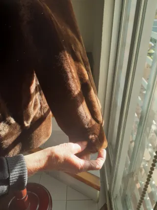 Chaquetón moutón con tira de visón marrón talla ún