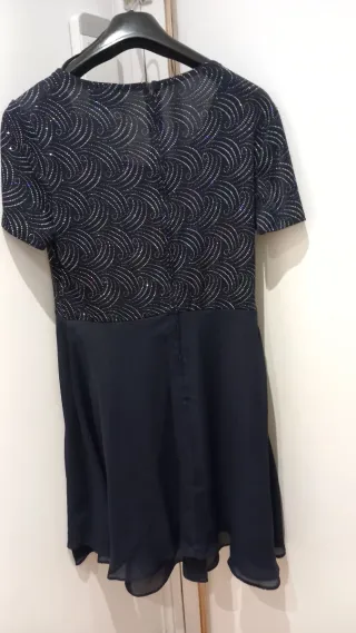 Vestido fiesta azul plateado