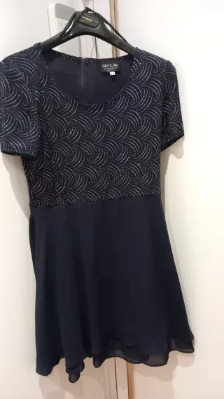 Vestido fiesta azul plateado