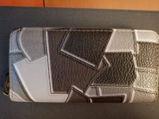 Cartera patchwork gris y plateada