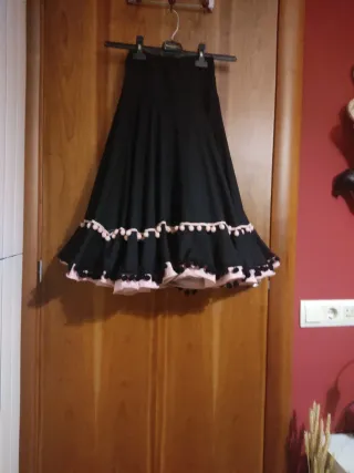 Falda Baile Español Niña Negra y rosa
