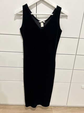 Vestido Negro Terciopelo H&M Talla M