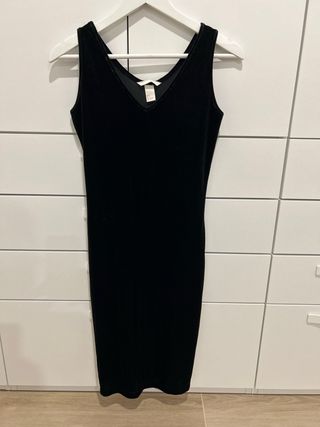 Vestido Negro Terciopelo H&M Talla M