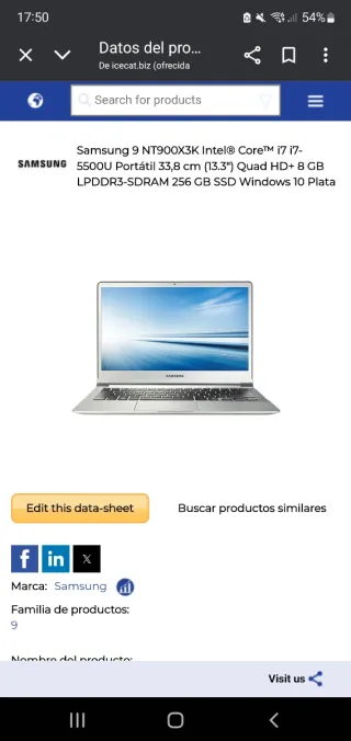 Portátil Samsung NT900X3K-K37 Plata