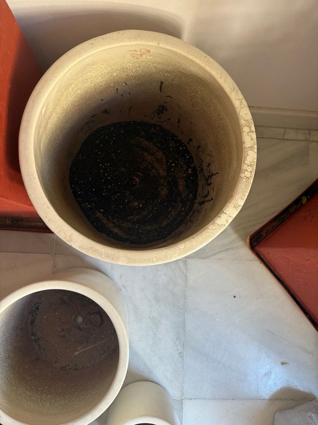 pack de Macetas cerámica beige diámetros: 40,30,20