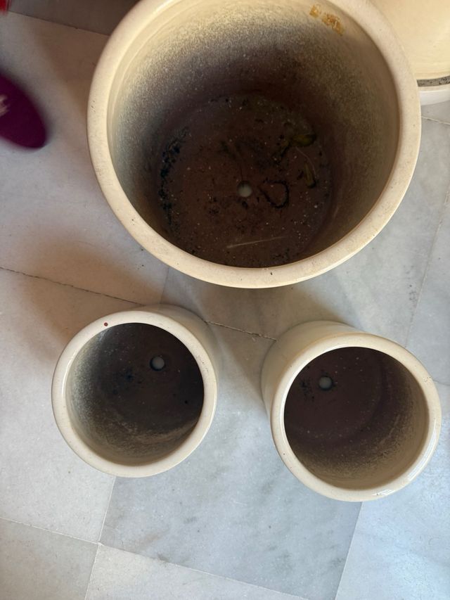 pack de Macetas cerámica beige diámetros: 40,30,20