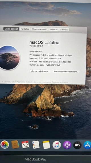 MacBook Pro 8GB RAM Plata 2020