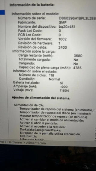 MacBook Pro 8GB RAM Plata 2020