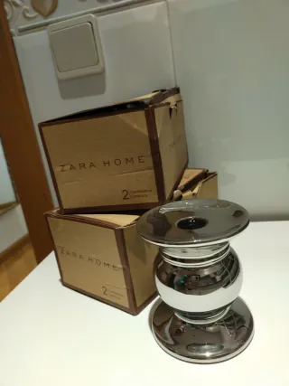 4 Candelabros Zara Home cerámica Plateados Sin uso