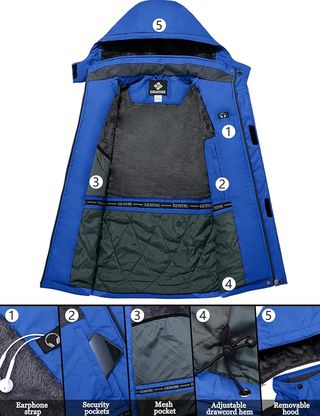 Chaqueta de esquí GEMYSE para hombre, impermeable, cortavientos, de invierno