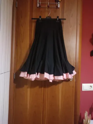 Falda Flamenca Niña Negra y Rosa