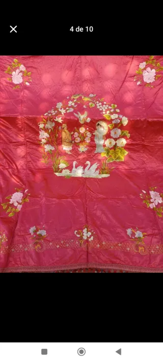 Corcha de seda natural bordada como los mantones