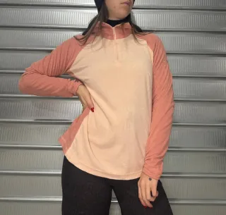 Pile zip bicolore donna Columbia color pesca