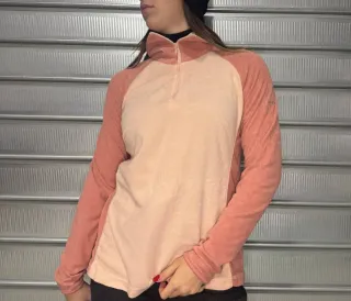 Pile zip bicolore donna Columbia color pesca