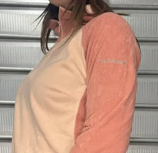 Pile zip bicolore donna Columbia color pesca