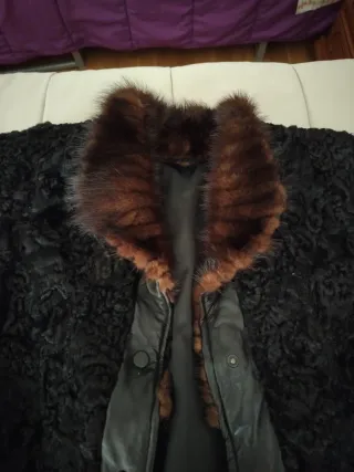 Abrigo Piel y Astracán Negro/Marrón