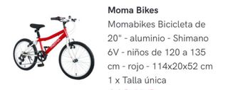 Bicicleta Moma Bikes 20 Aluminio Roja