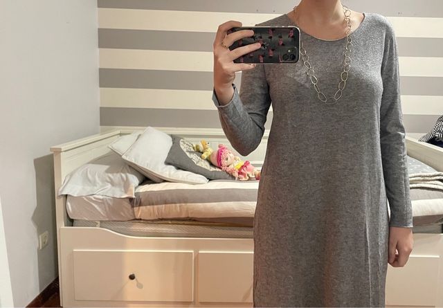 Vestido gris manga larga