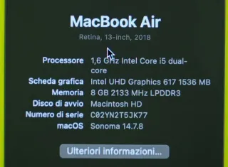 MacBook Air 2018 Argento/Grigio Siderale