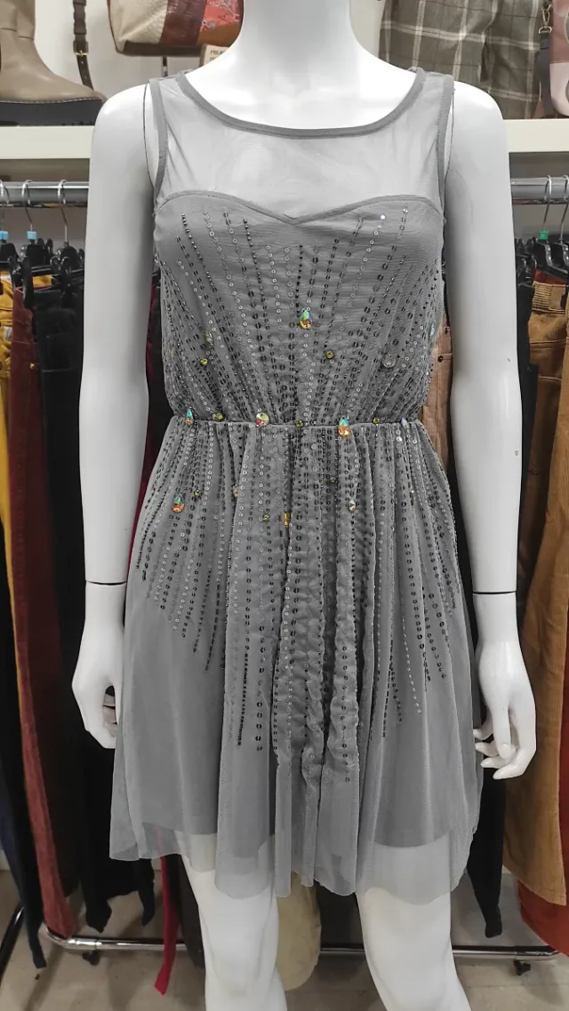 Abito da festa a paillettes grigio Taglia S