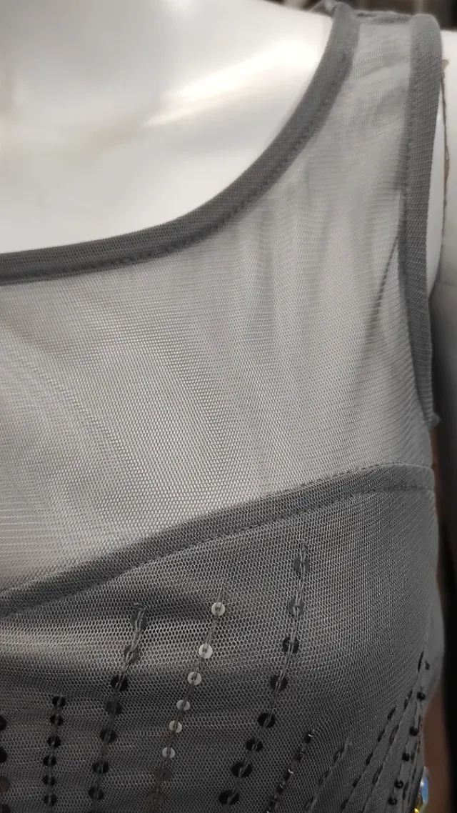 Abito da festa a paillettes grigio Taglia S