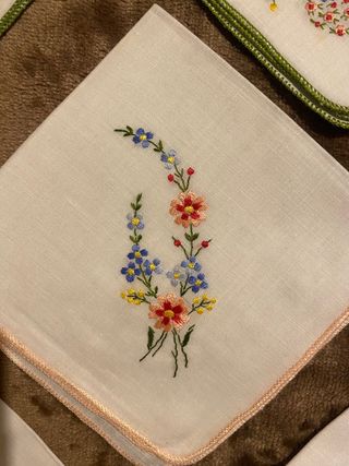 Set di 6 Fazzoletti Cotone Ricamati a Mano
