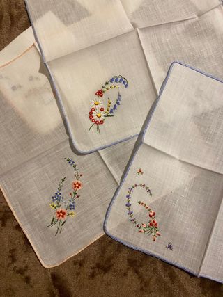 Set di 6 Fazzoletti Cotone Ricamati a Mano