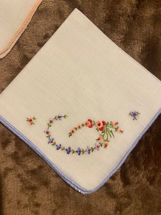 Set di 6 Fazzoletti Cotone Ricamati a Mano