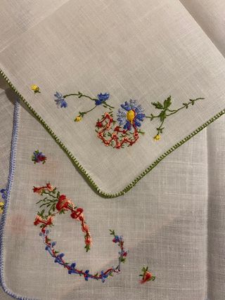 Set di 6 Fazzoletti Cotone Ricamati a Mano