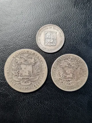 3 Monedas Plata .835 Venezuela