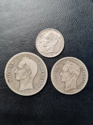 3 Monedas Plata .835 Venezuela
